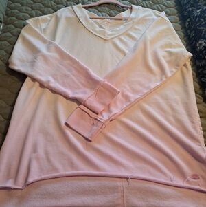 Club Social Ombre Light Pink/white V-Neck Pullover Sweatshirt